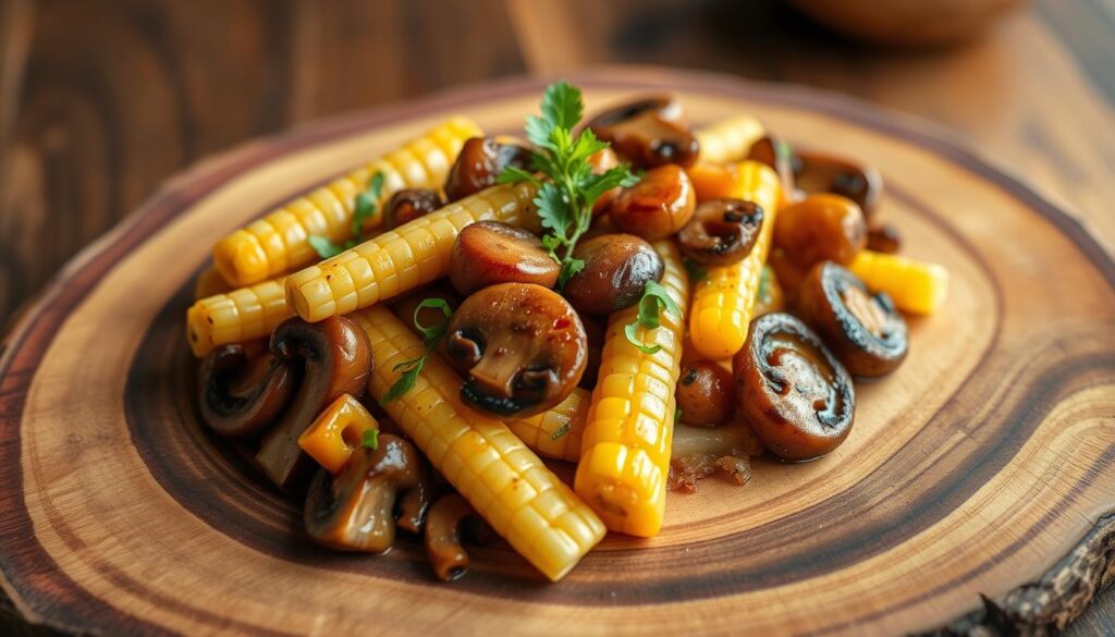 Baby Corn and Mushroom Fusion Dish