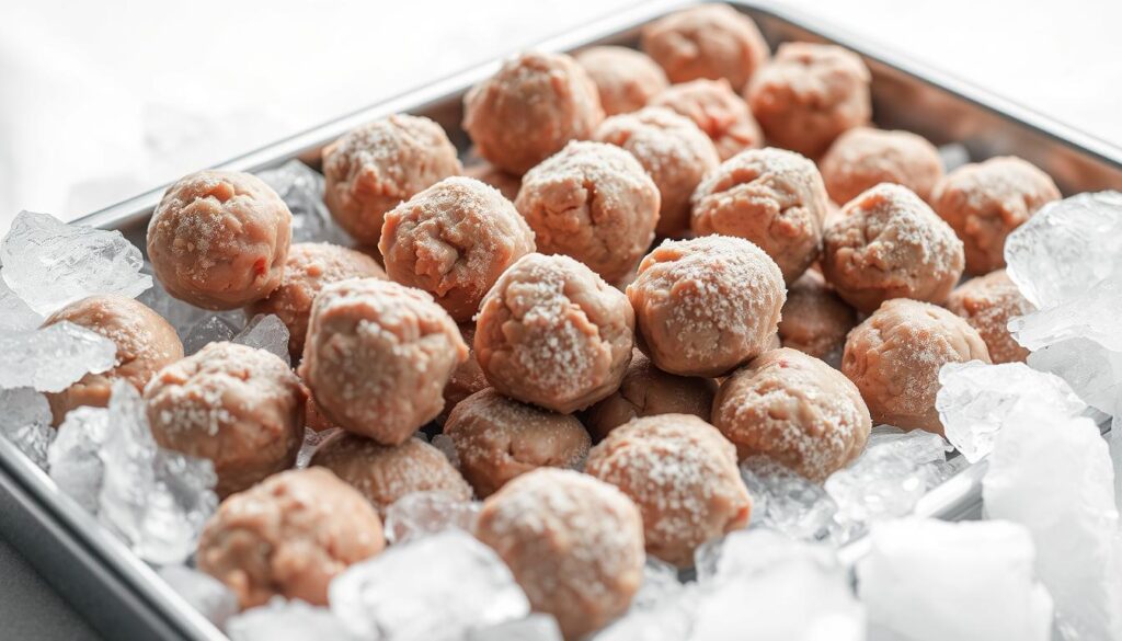 Frozen meatballs