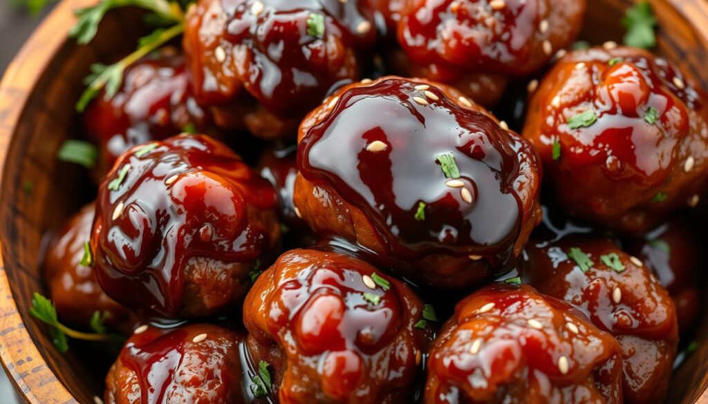 Meatballs with grape jelly and bbq sauce