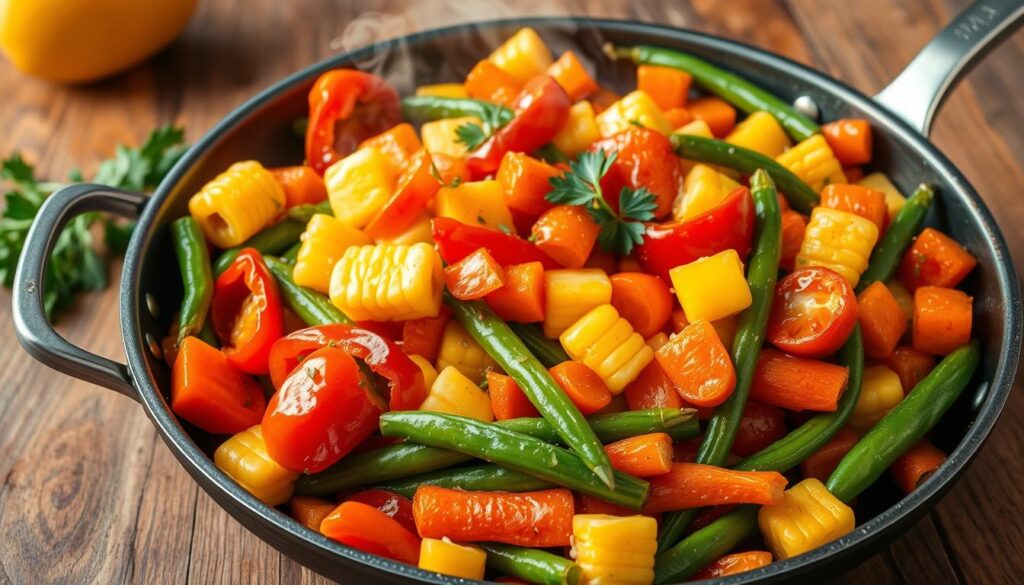 One-pan baby corn and vegetable medley