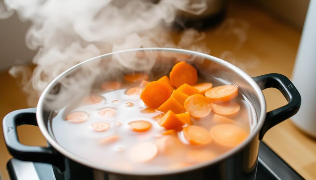 Steaming carrots for baby