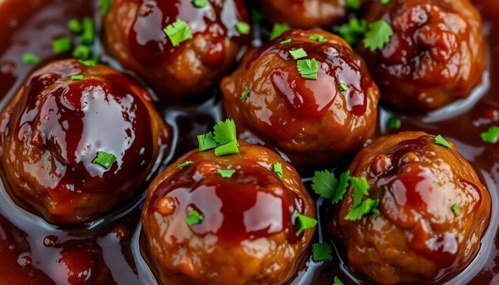 meatballs in grape jelly and barbecue sauce